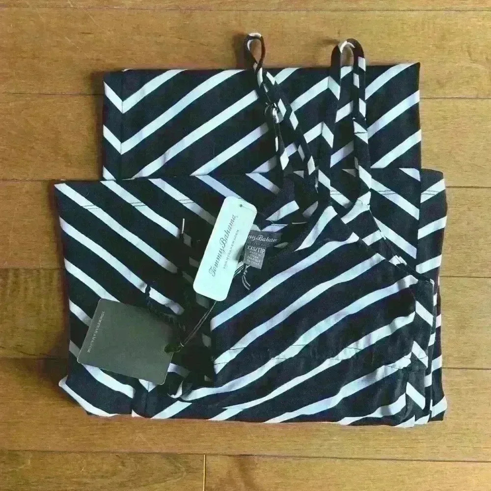 Tommy Bahama | Maxi black and white striped spaghetti strap dress size XXS or XS - Picture 3 of 4
